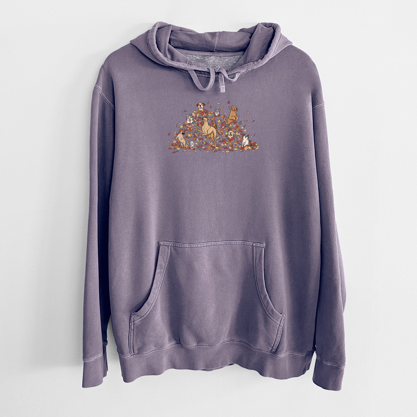 Fall Leaf Pile Pups - Unisex Pigment Dyed Hoodie