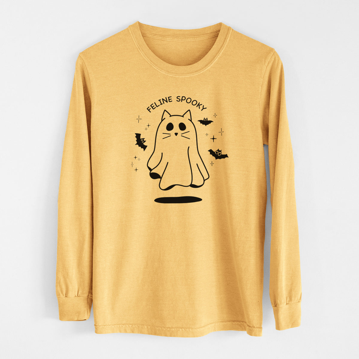 Feline Spooky - Men&#39;s Heavyweight 100% Cotton Long Sleeve