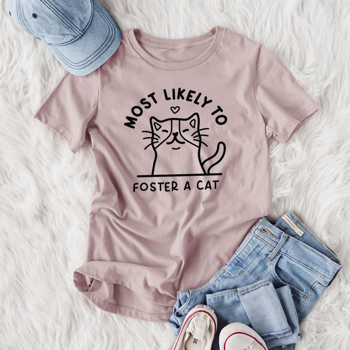 Most Likely to Foster a Cat - Women's Lightweight Relaxed Fit 100% Cotton Crewneck