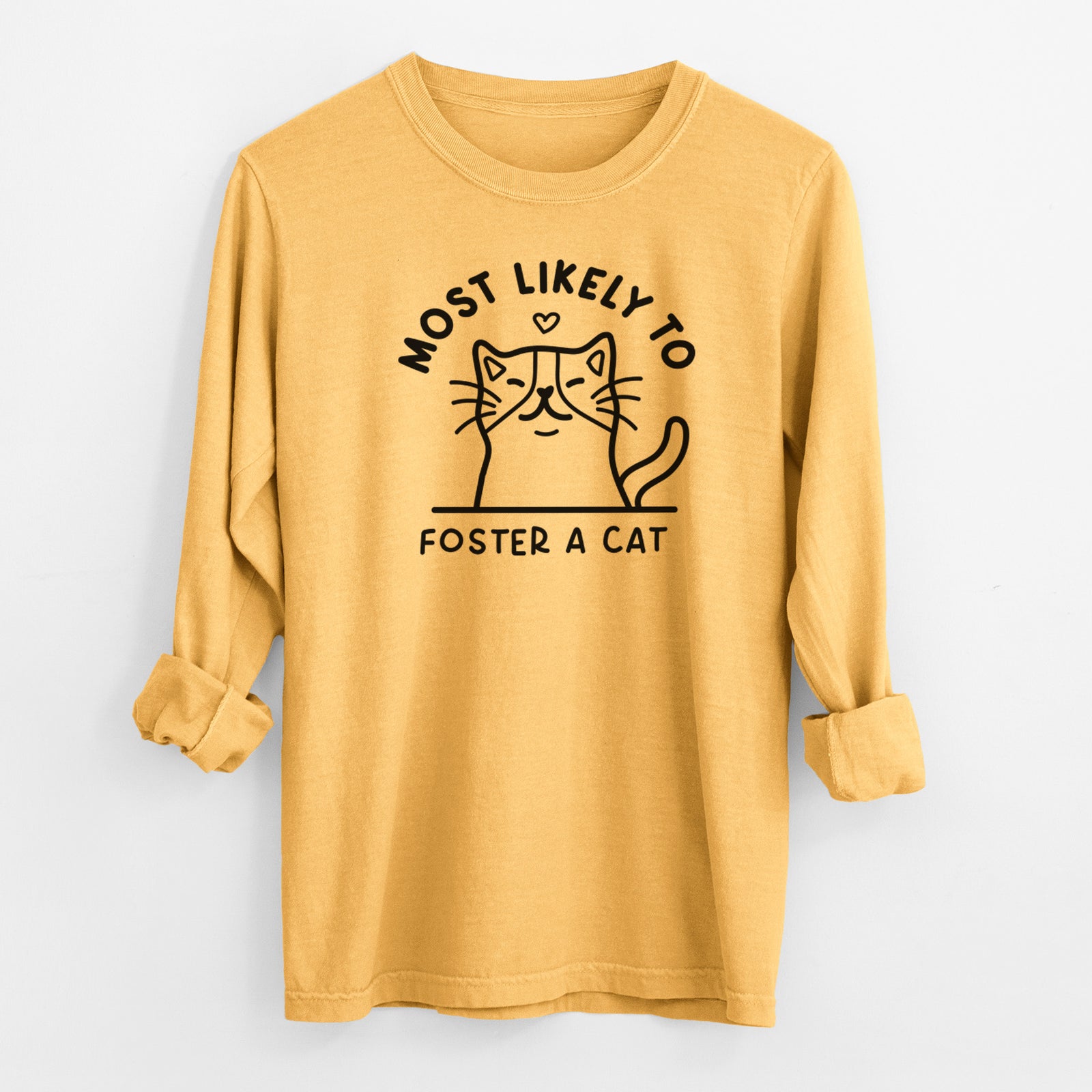 Most Likely to Foster a Cat - Men's Heavyweight 100% Cotton Long Sleeve