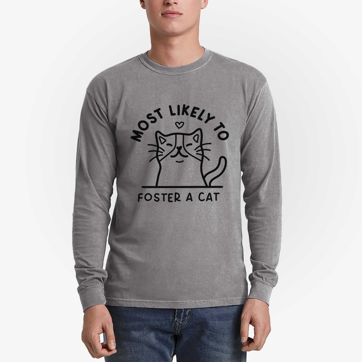 Most Likely to Foster a Cat - Men's Heavyweight 100% Cotton Long Sleeve