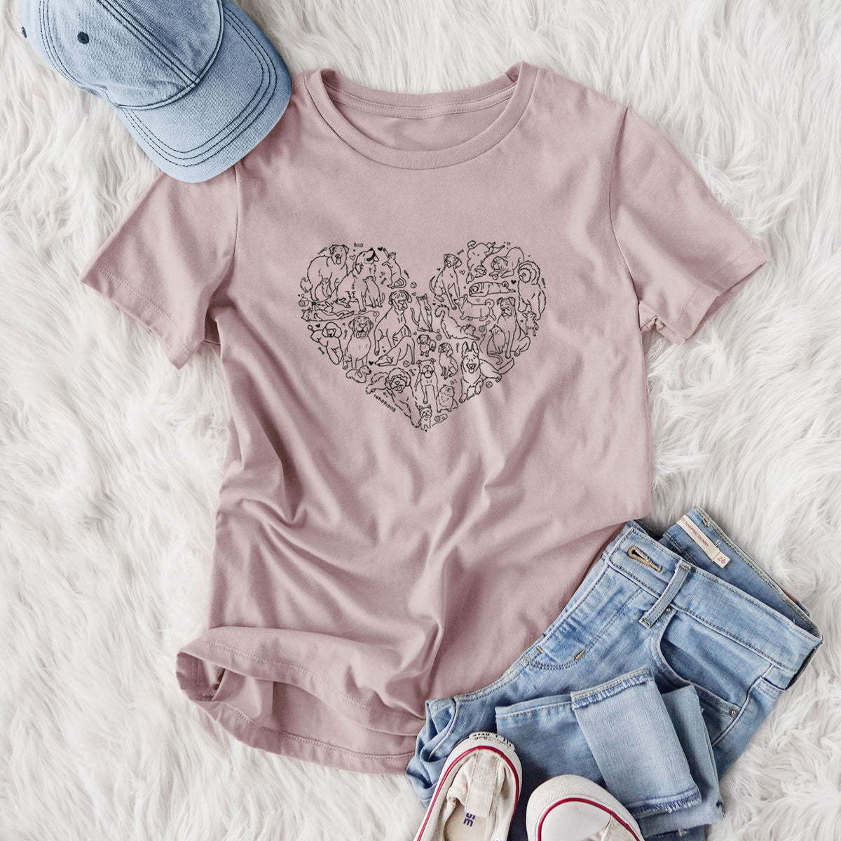 Heart Full of Dogs and Cats - Women's Lightweight Relaxed Fit 100% Cotton Crewneck