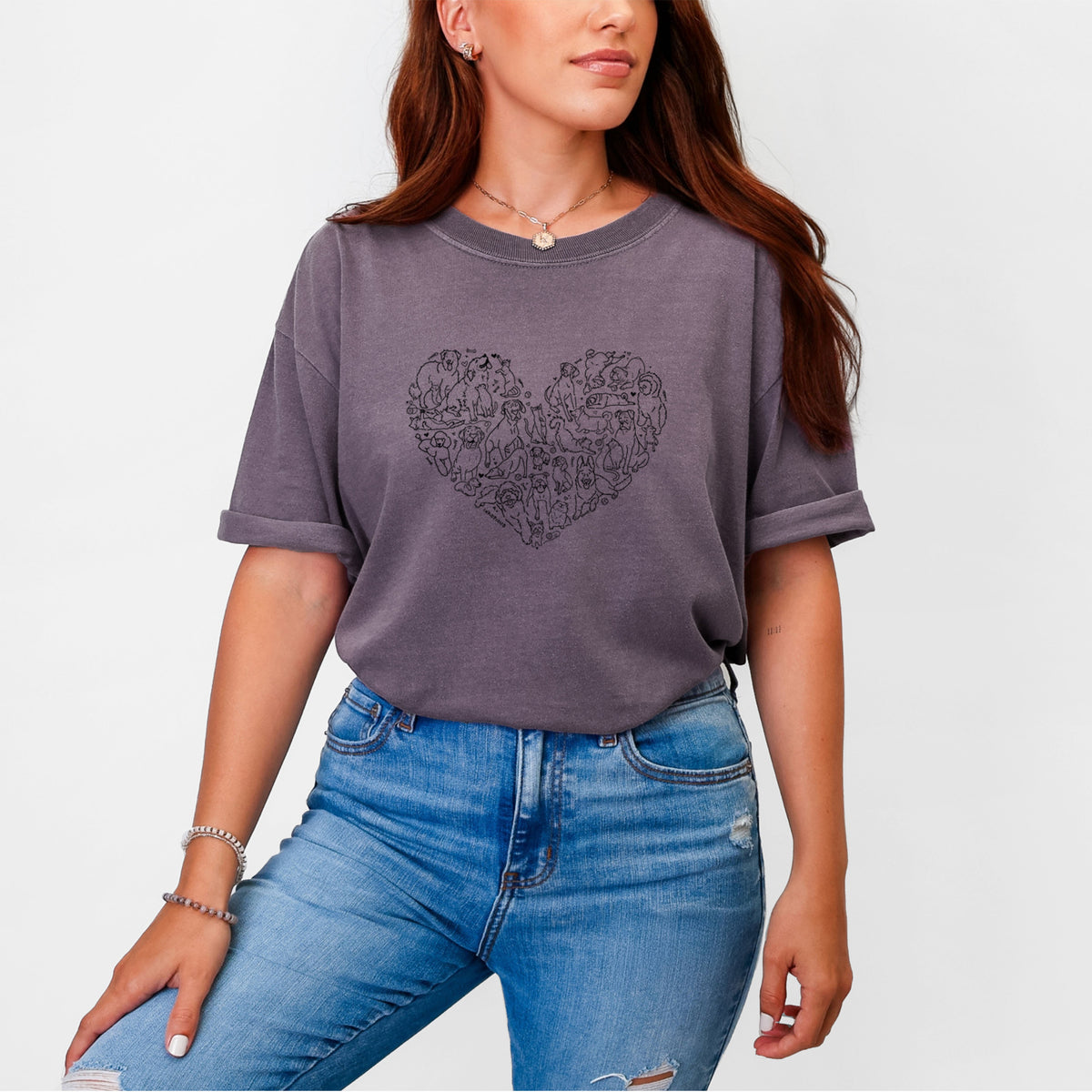 Heart Full of Dogs and Cats - Unisex Comfort Colors Garment-Dyed Heavyweight T-shirt, worn by model