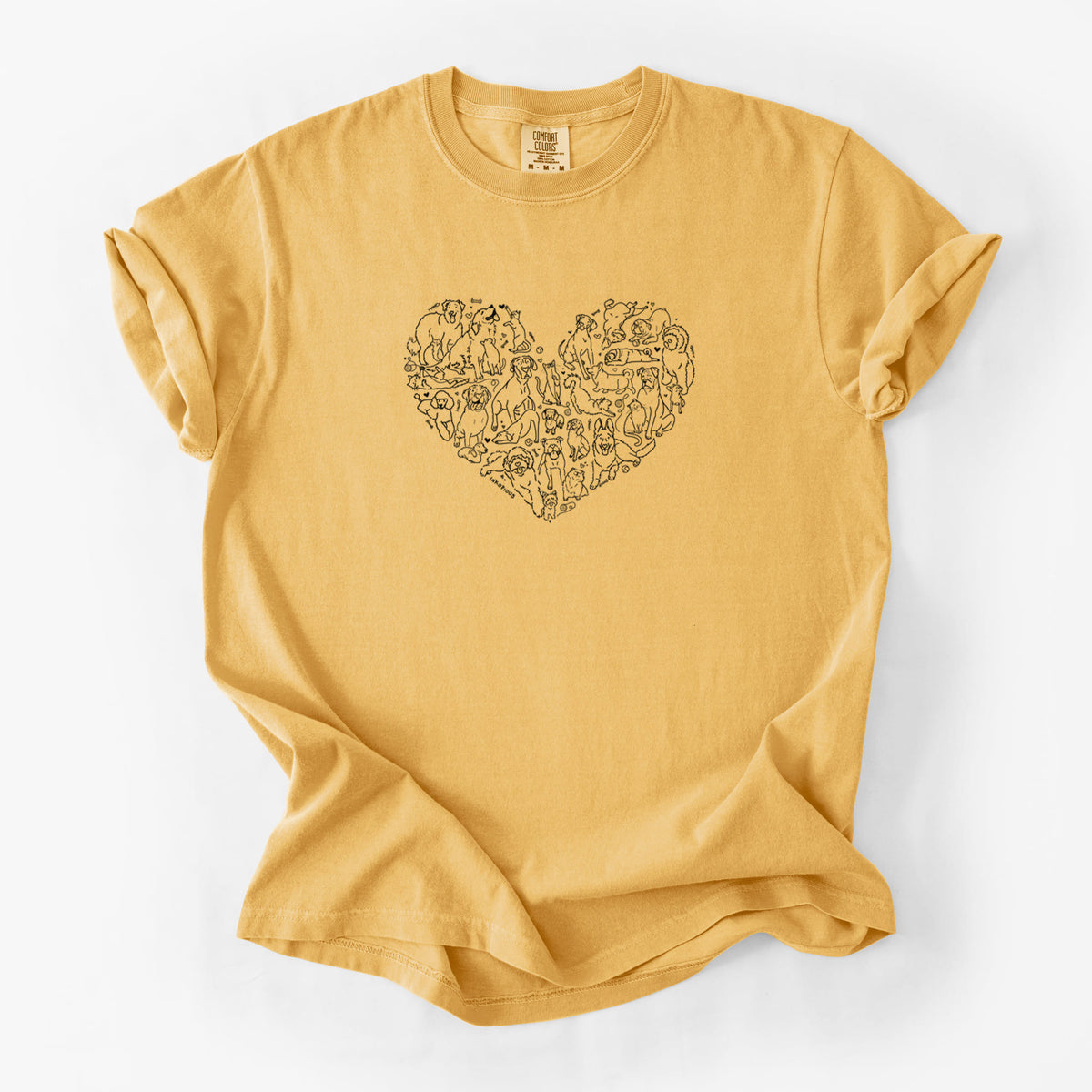 Heart Full of Dogs and Cats - Unisex Comfort Colors Garment-Dyed Heavyweight T-shirt in Golden Wheat