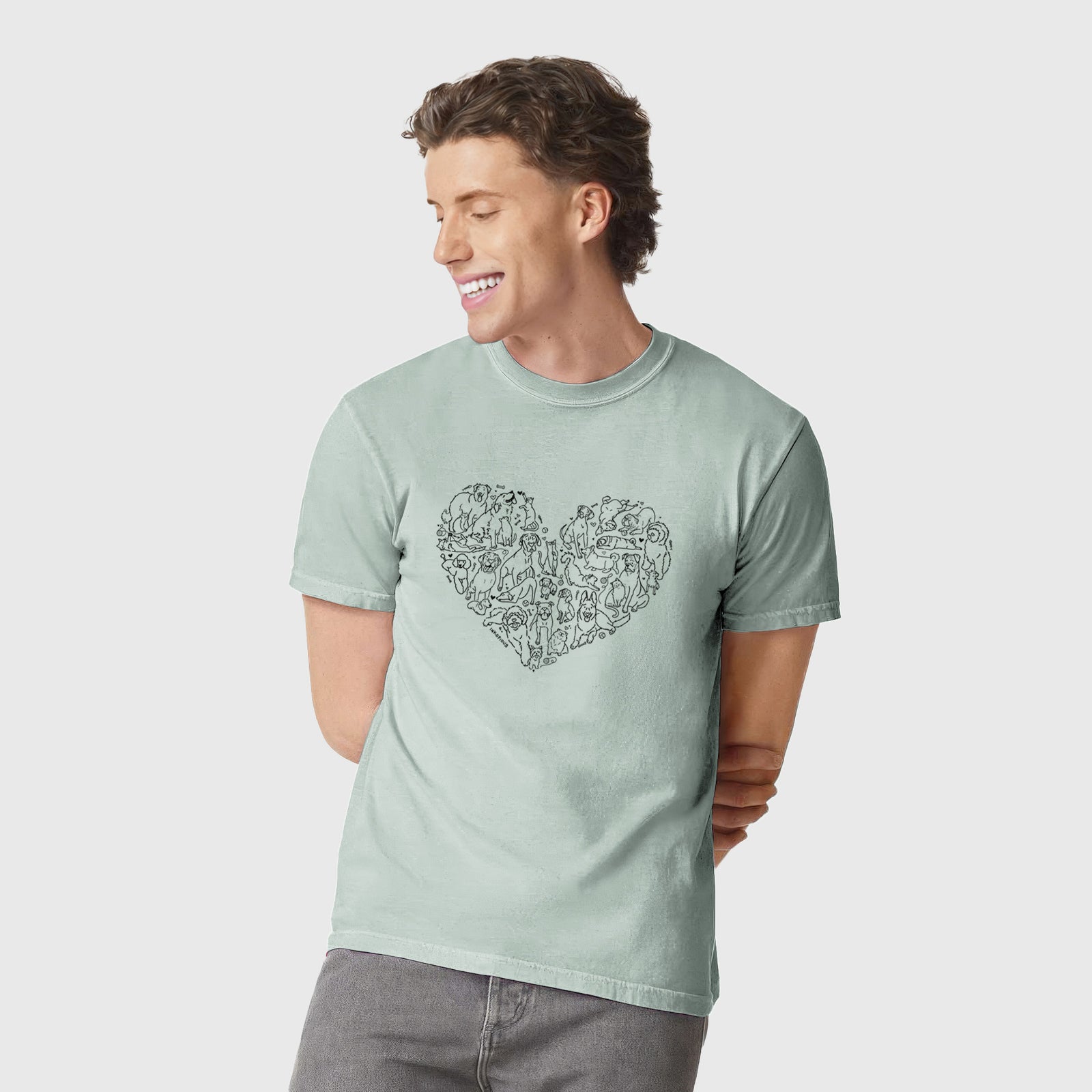 Heart Full of Dogs and Cats - Unisex Comfort Colors Garment-Dyed Heavyweight T-shirt, worn by model