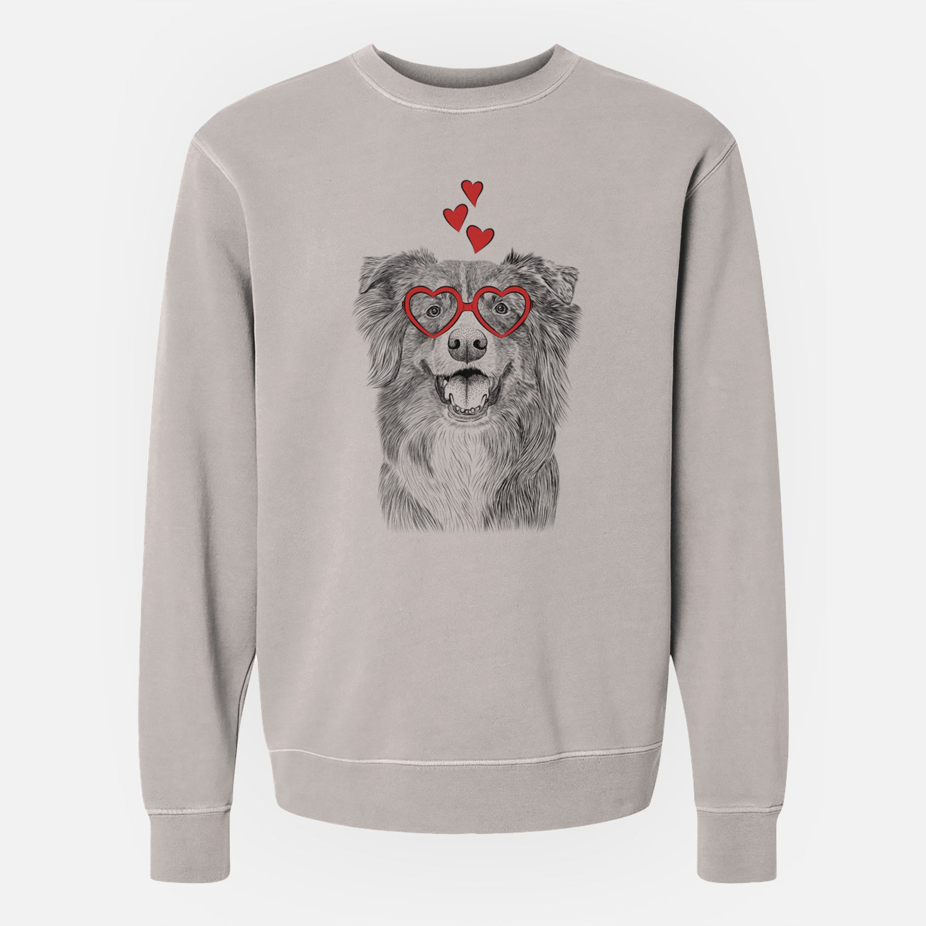 Valentine Aussie Parker the Australian Shepherd - Unisex Pigment Dyed Crew Sweatshirt