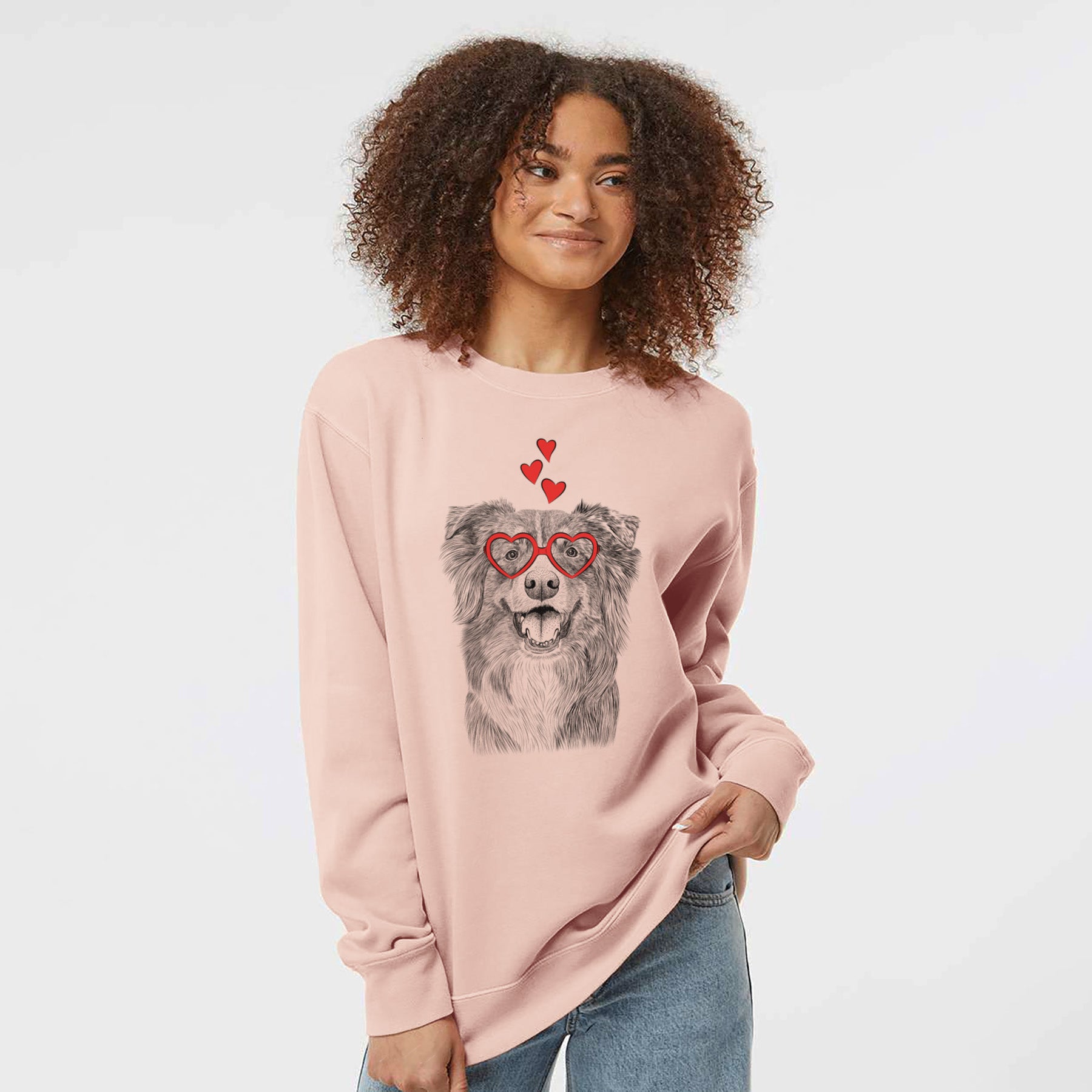 Valentine Aussie Parker the Australian Shepherd - Unisex Pigment Dyed Crew Sweatshirt