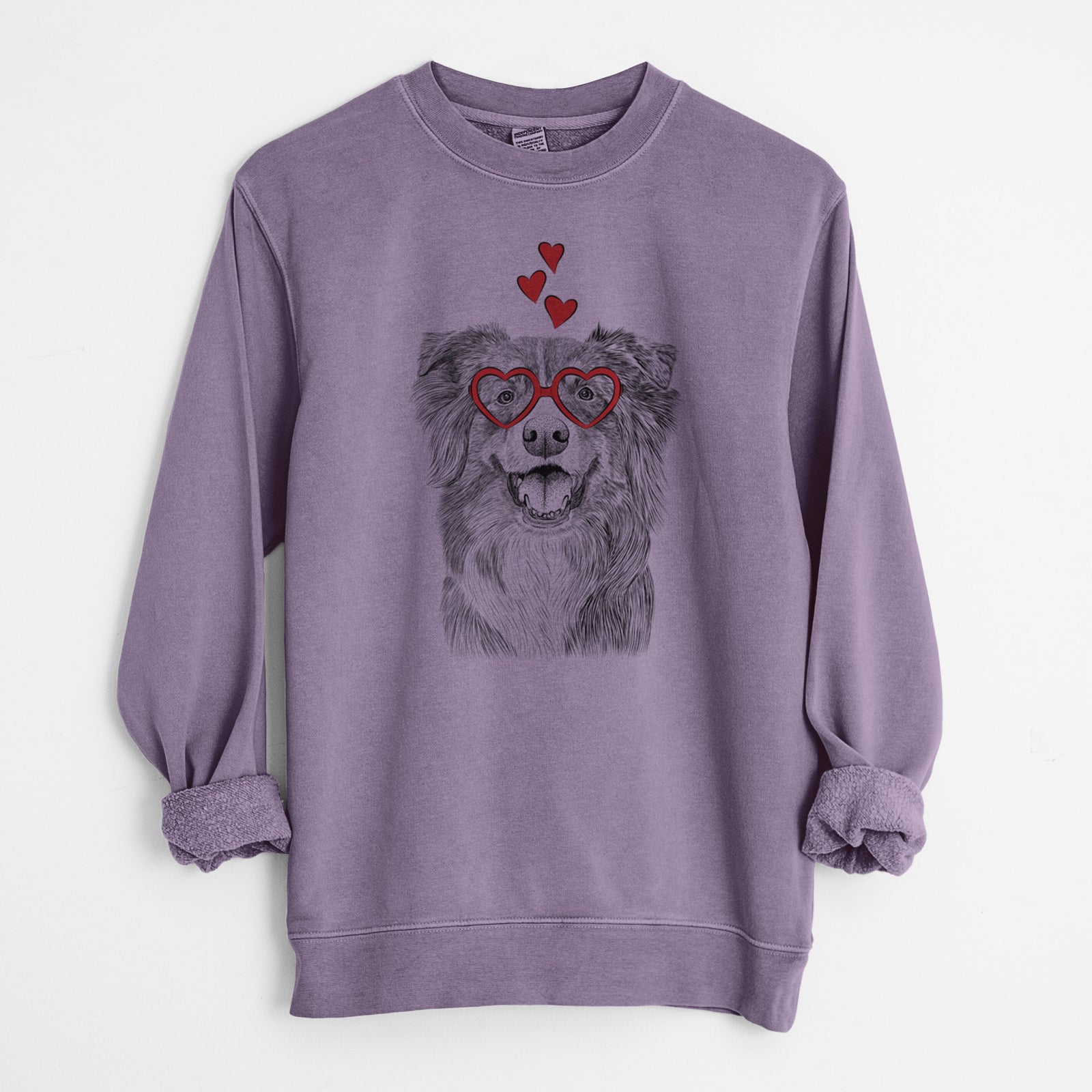 Valentine Aussie Parker the Australian Shepherd - Unisex Pigment Dyed Crew Sweatshirt