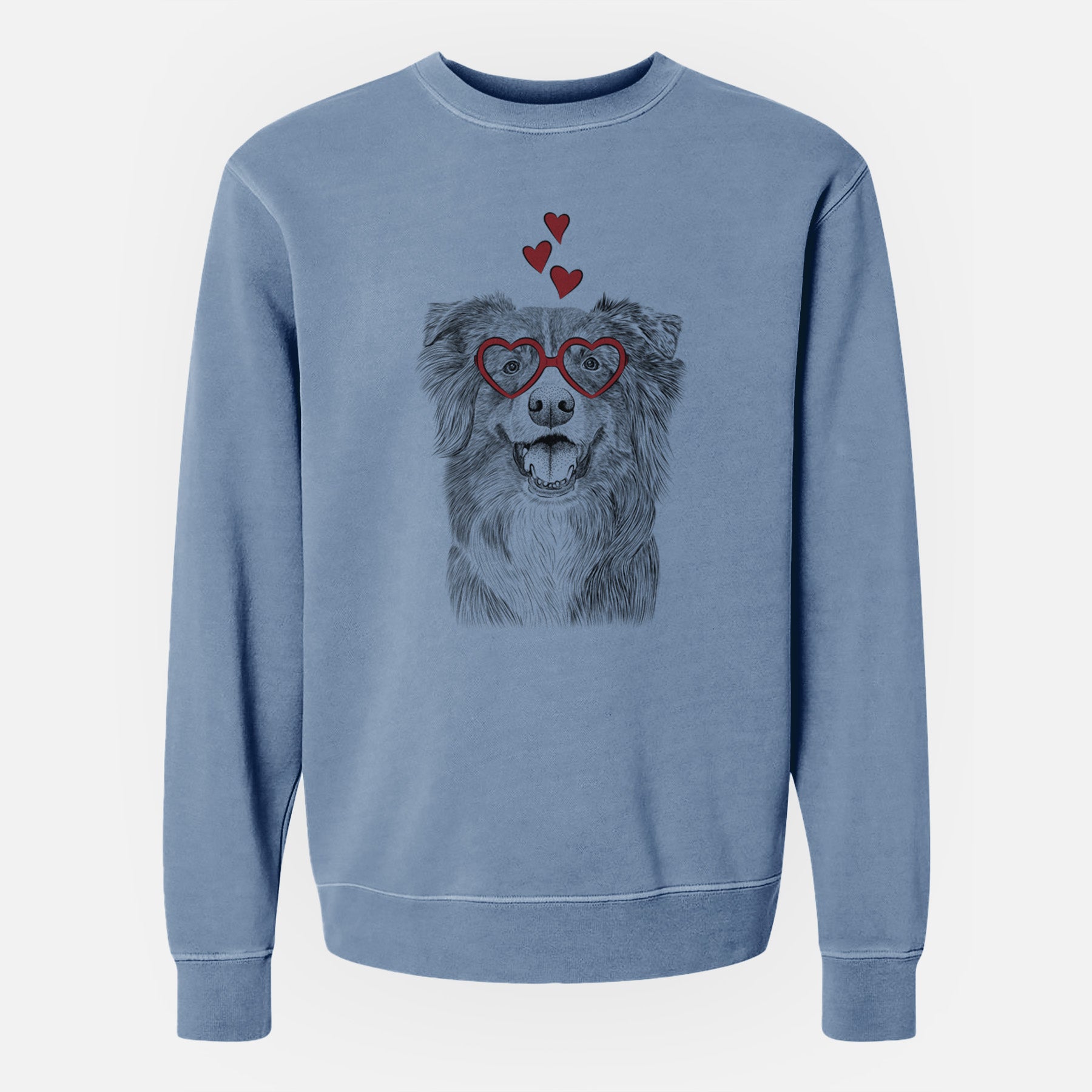 Valentine Aussie Parker the Australian Shepherd - Unisex Pigment Dyed Crew Sweatshirt