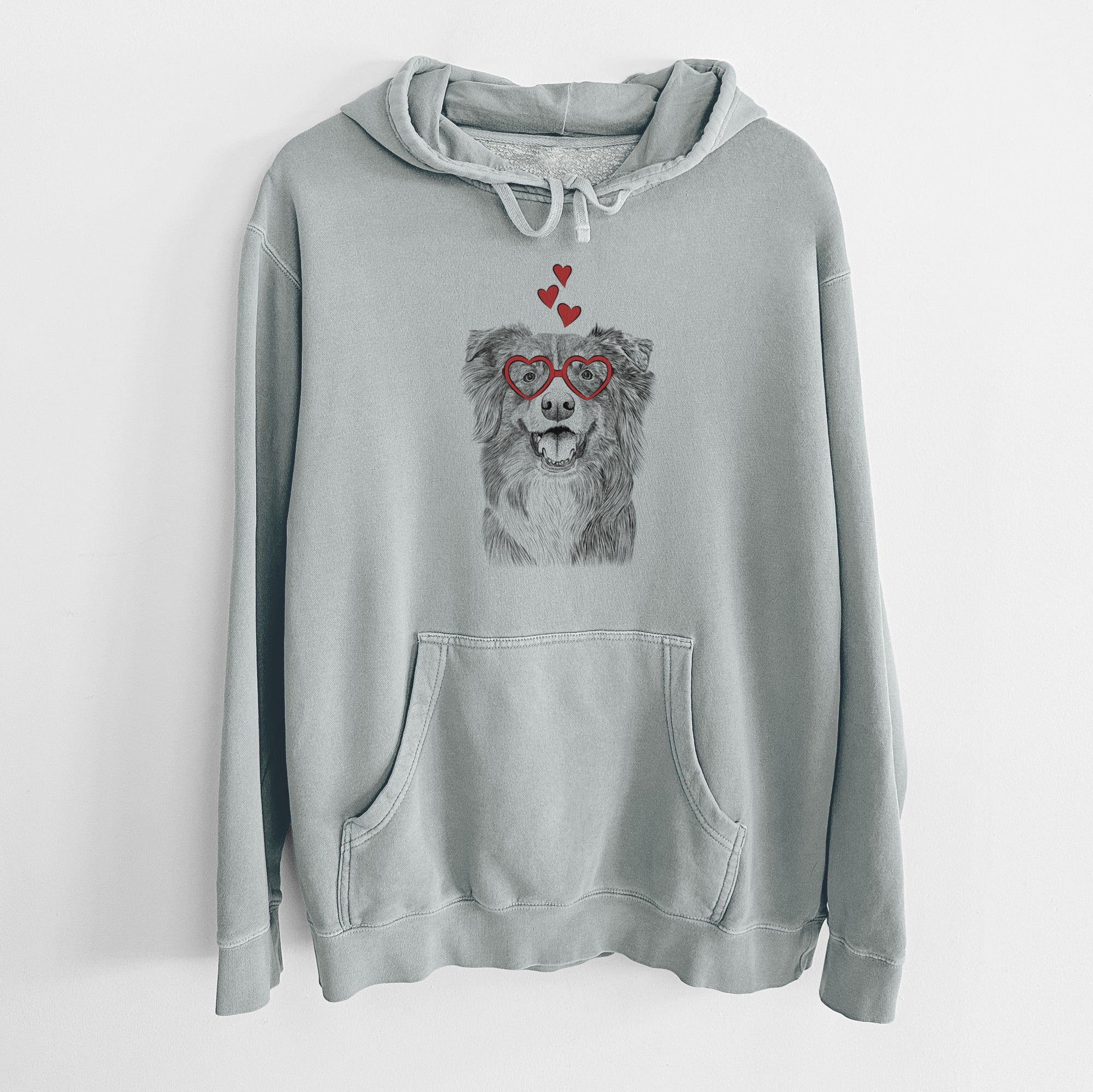 Valentine Aussie Parker the Australian Shepherd - Unisex Pigment Dyed Hoodie