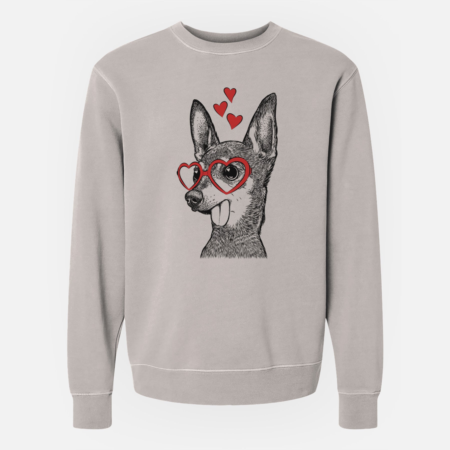 Valentine Aaron the Chihuahua - Unisex Pigment Dyed Crew Sweatshirt