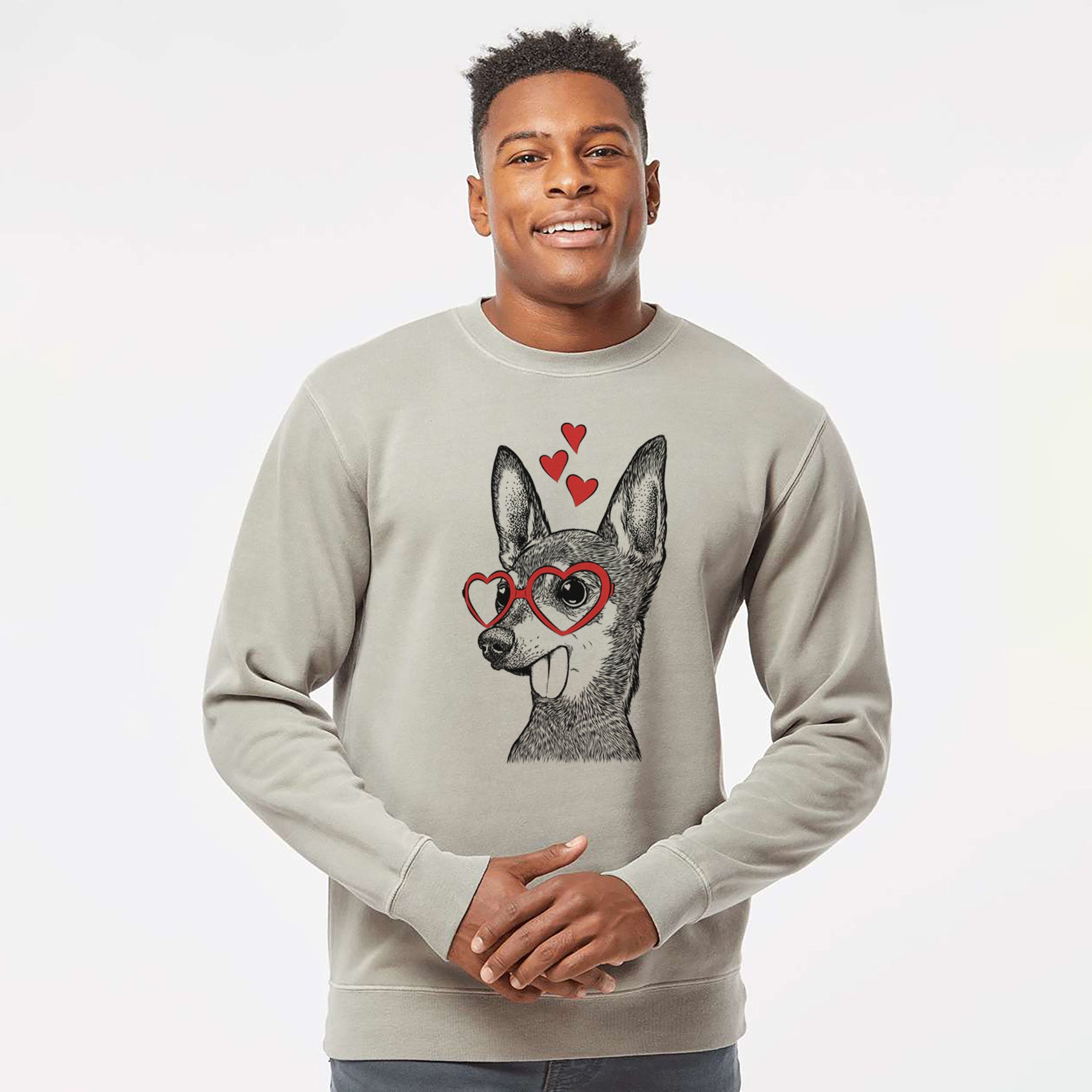 Valentine Aaron the Chihuahua - Unisex Pigment Dyed Crew Sweatshirt