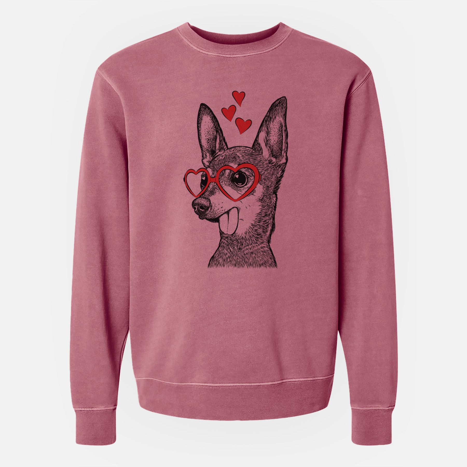 Valentine Aaron the Chihuahua - Unisex Pigment Dyed Crew Sweatshirt