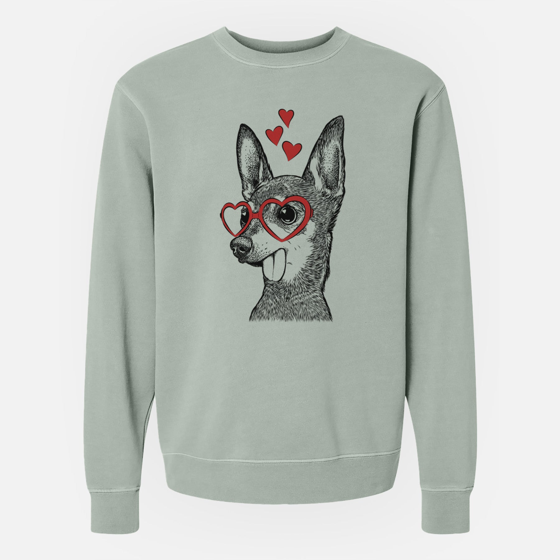 Valentine Aaron the Chihuahua - Unisex Pigment Dyed Crew Sweatshirt