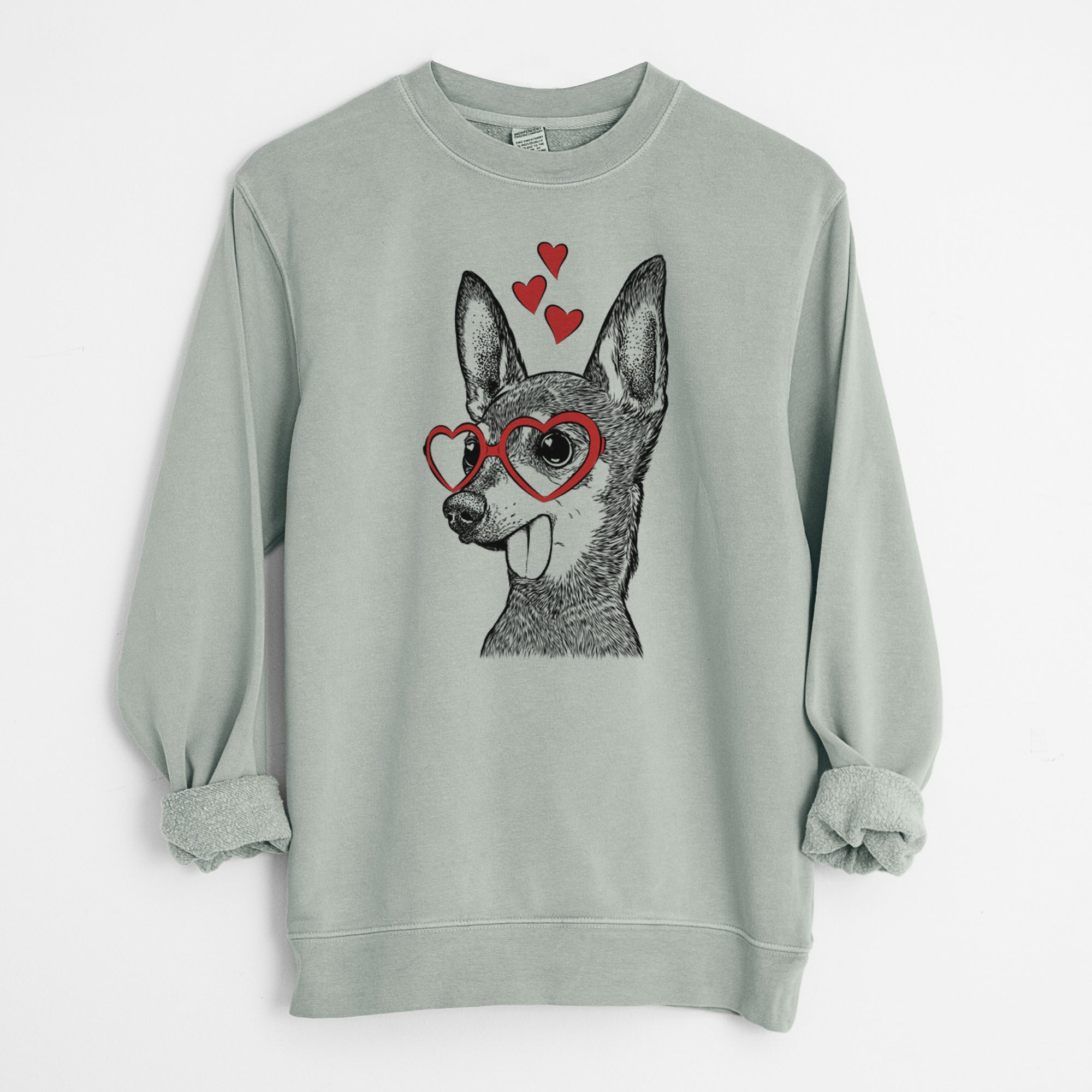 Valentine Aaron the Chihuahua - Unisex Pigment Dyed Crew Sweatshirt