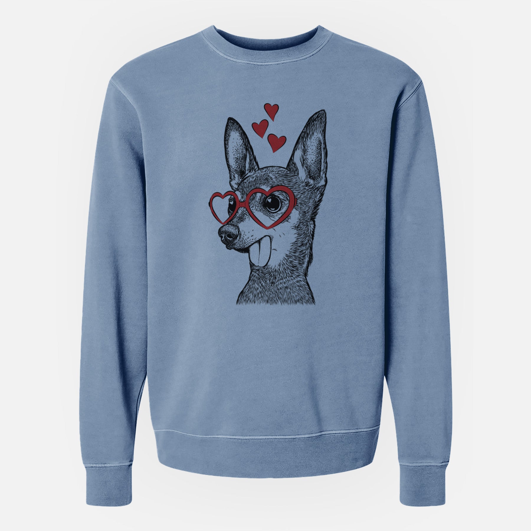 Valentine Aaron the Chihuahua - Unisex Pigment Dyed Crew Sweatshirt