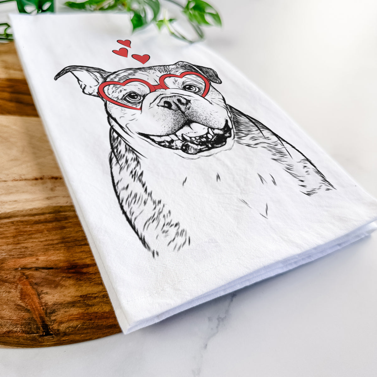 Agatha the Boston Bulldog Tea Towel