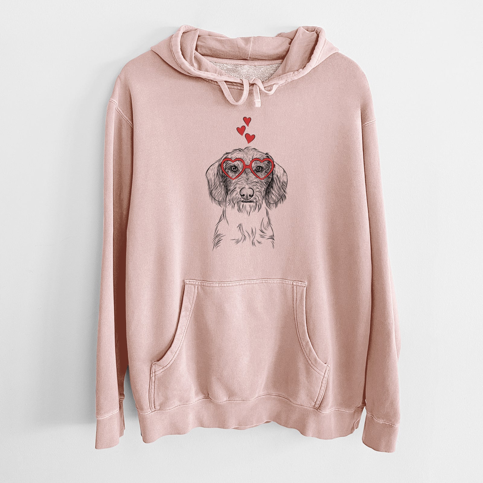 Valentine Almond the Wirehaired Dachshund - Unisex Pigment Dyed Hoodie