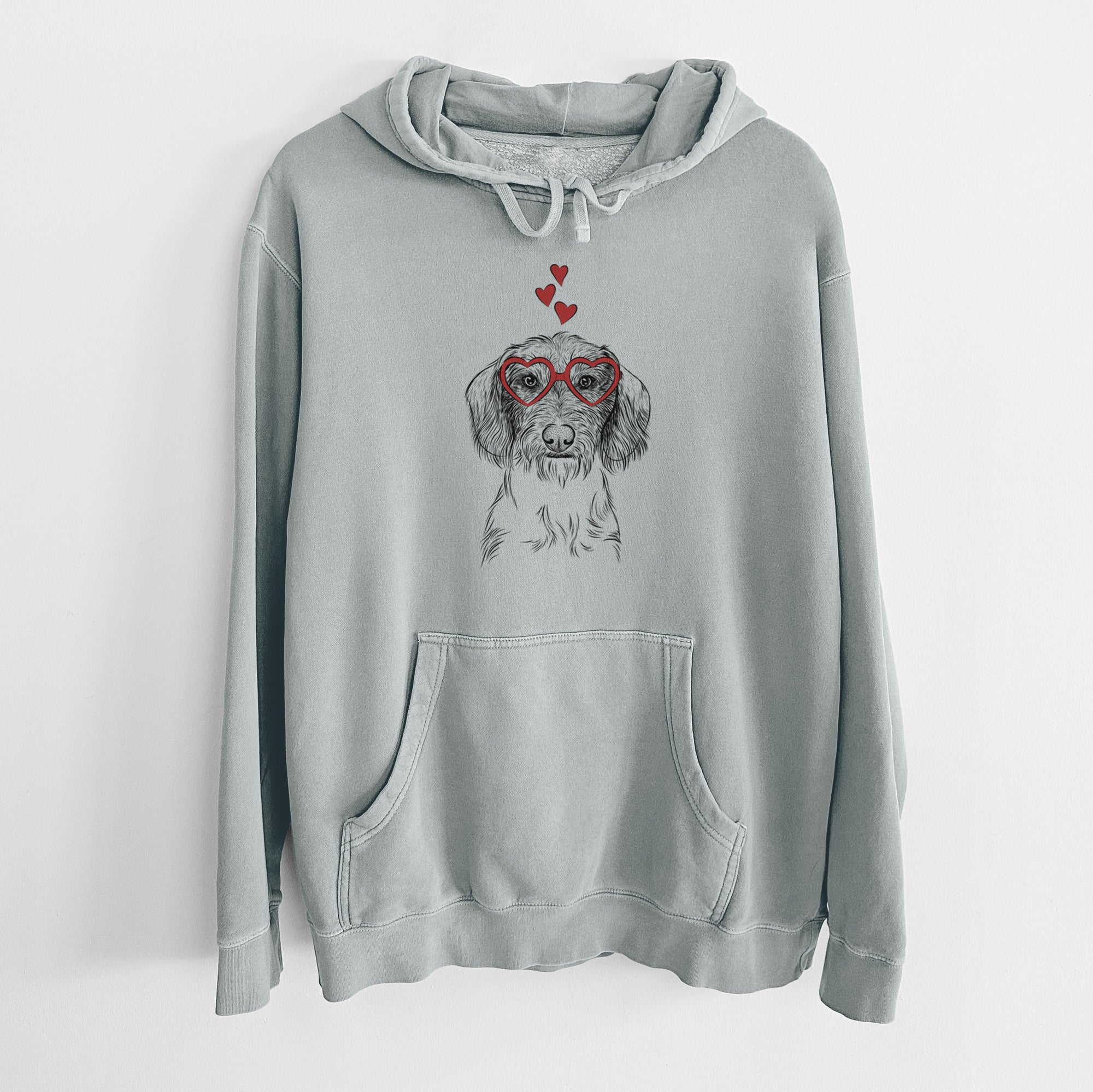 Valentine Almond the Wirehaired Dachshund - Unisex Pigment Dyed Hoodie