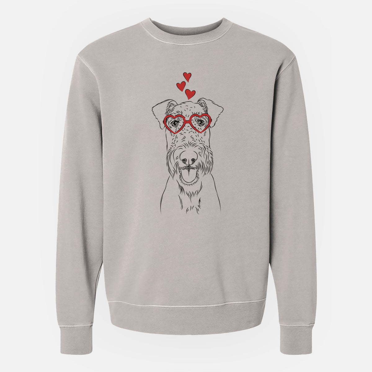 Valentine Andy the Airedale Terrier - Unisex Pigment Dyed Crew Sweatshirt