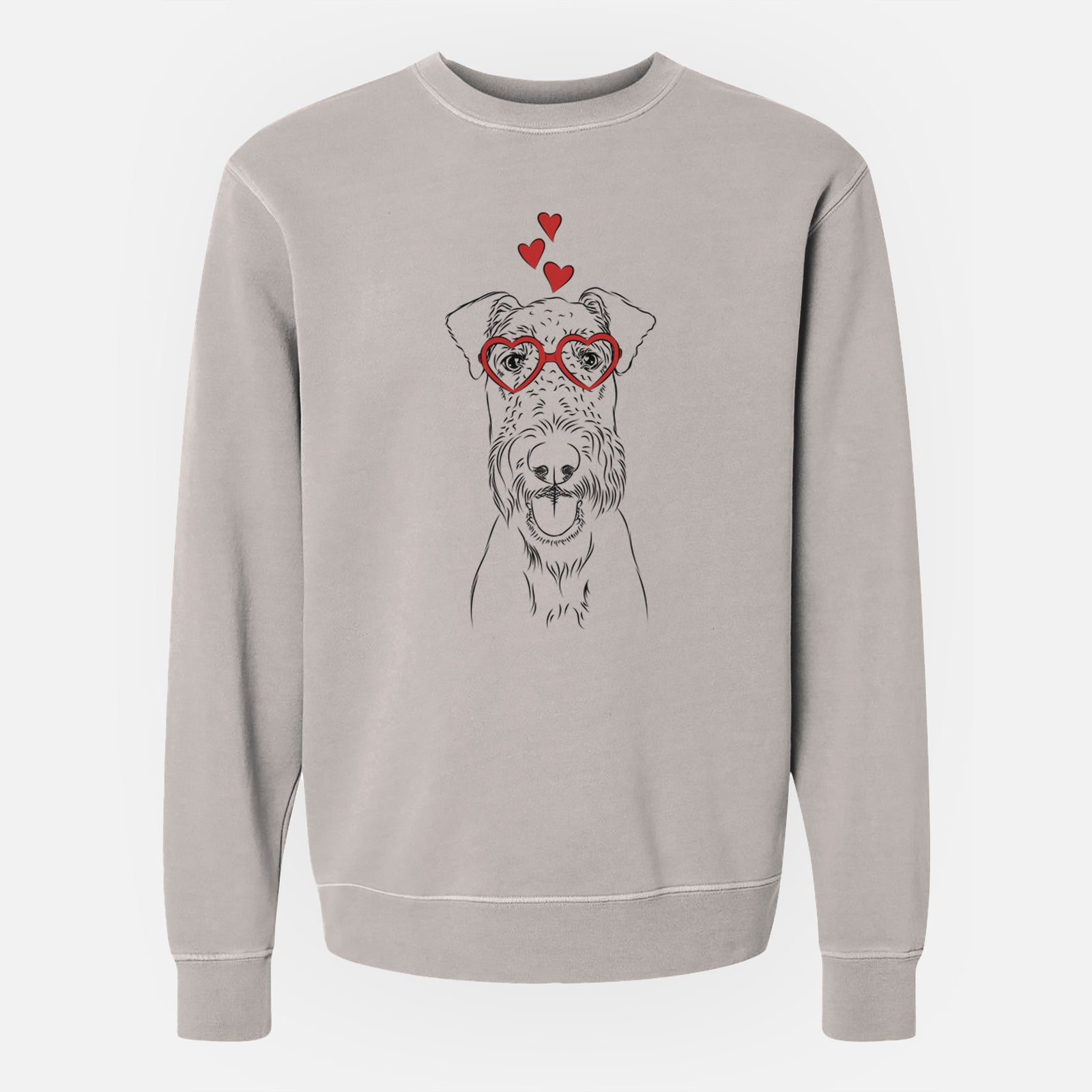 Valentine Andy the Airedale Terrier - Unisex Pigment Dyed Crew Sweatshirt
