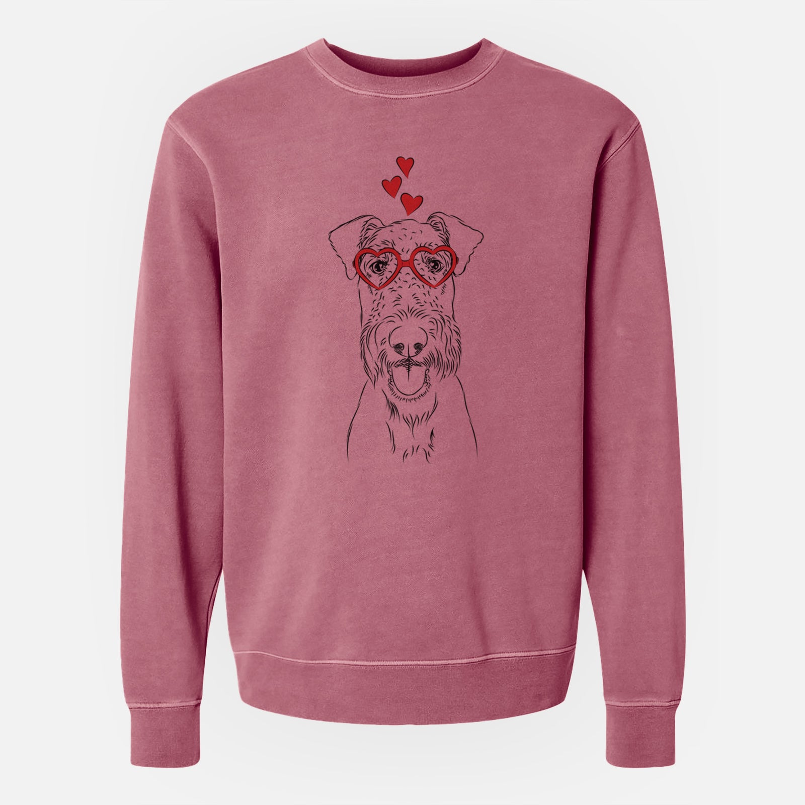 Valentine Andy the Airedale Terrier - Unisex Pigment Dyed Crew Sweatshirt