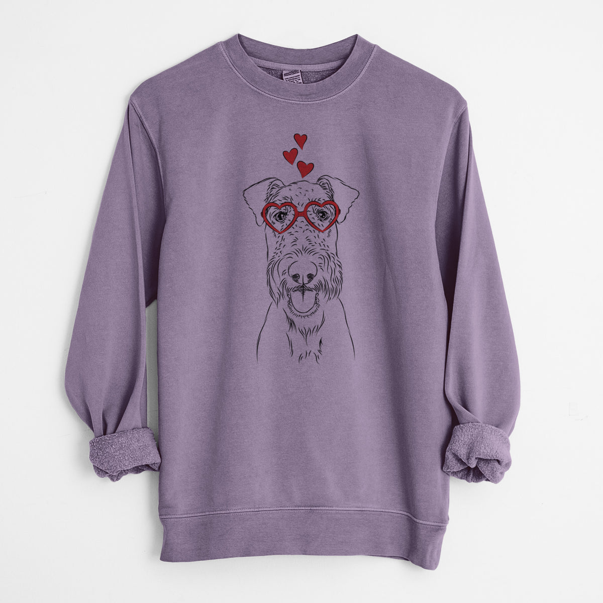 Valentine Andy the Airedale Terrier - Unisex Pigment Dyed Crew Sweatshirt