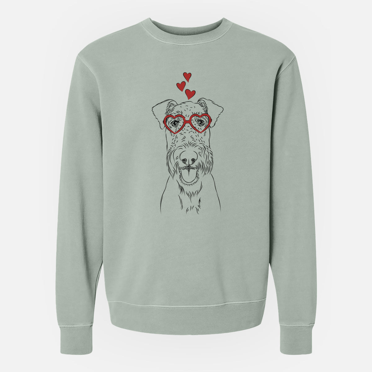 Valentine Andy the Airedale Terrier - Unisex Pigment Dyed Crew Sweatshirt