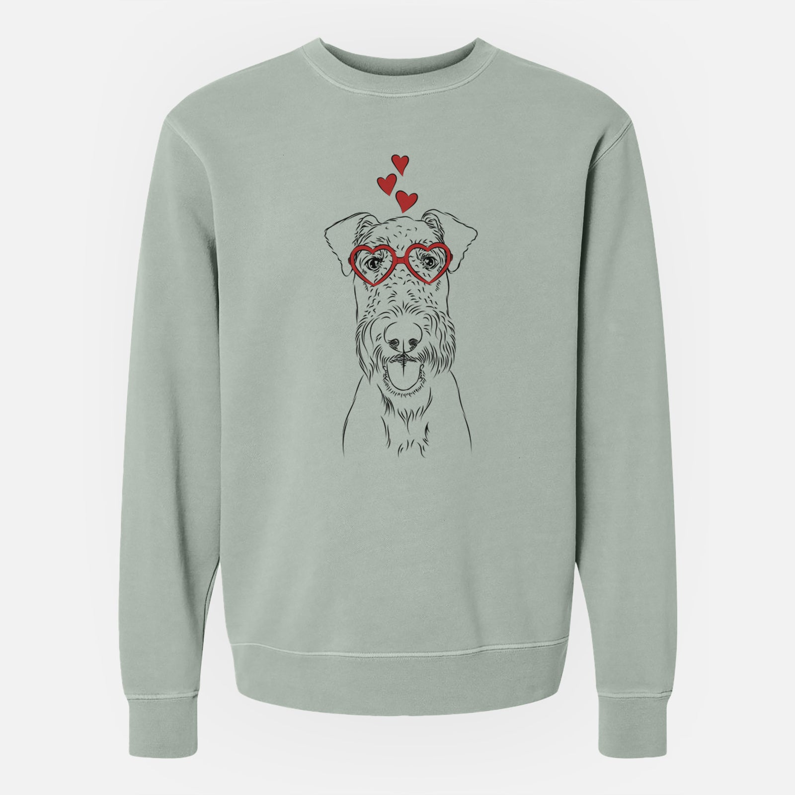 Valentine Andy the Airedale Terrier - Unisex Pigment Dyed Crew Sweatshirt