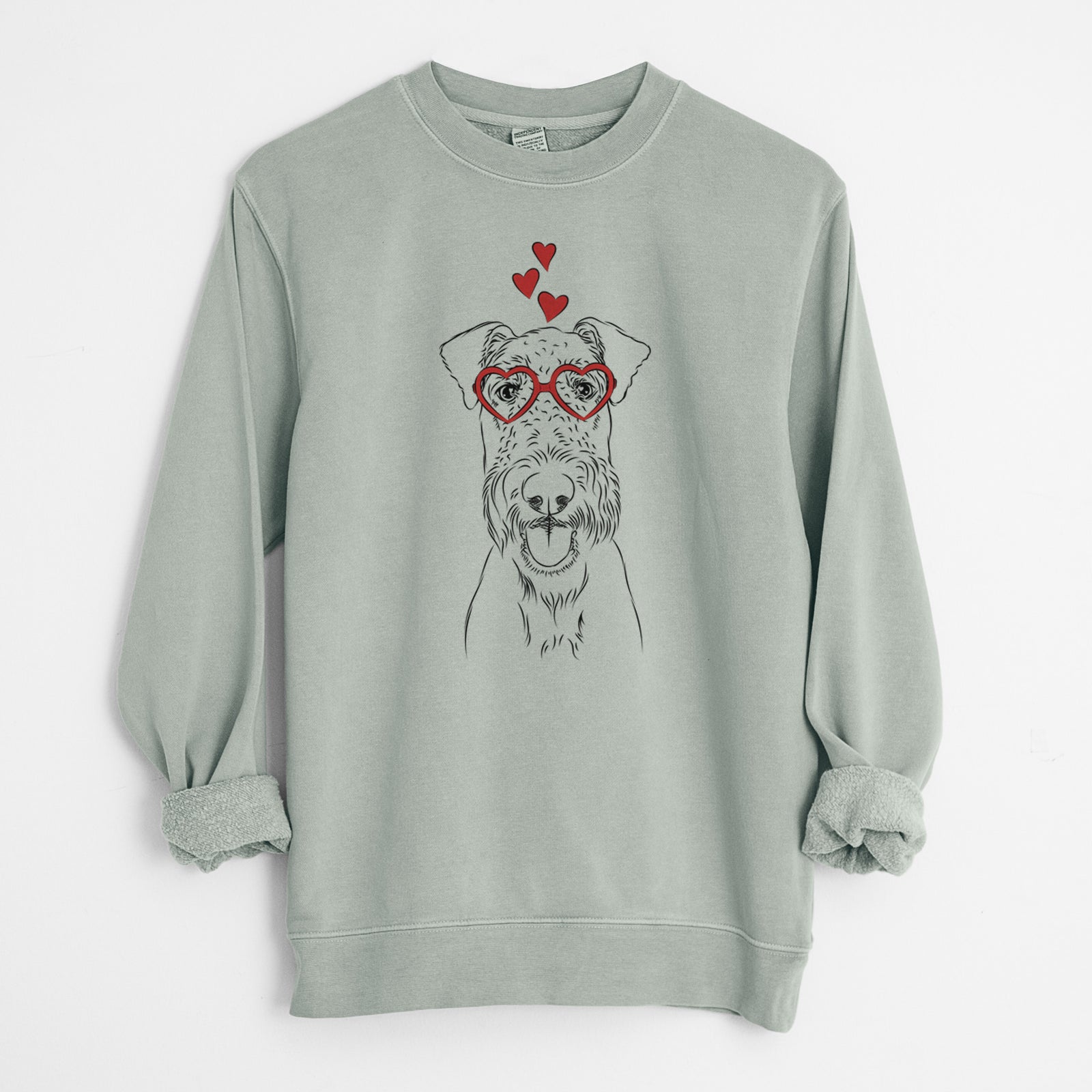 Valentine Andy the Airedale Terrier - Unisex Pigment Dyed Crew Sweatshirt