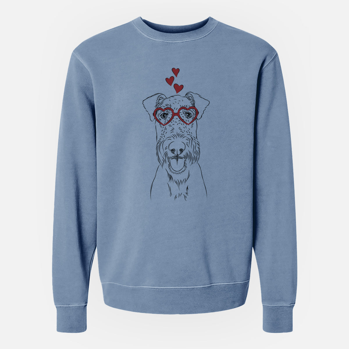 Valentine Andy the Airedale Terrier - Unisex Pigment Dyed Crew Sweatshirt