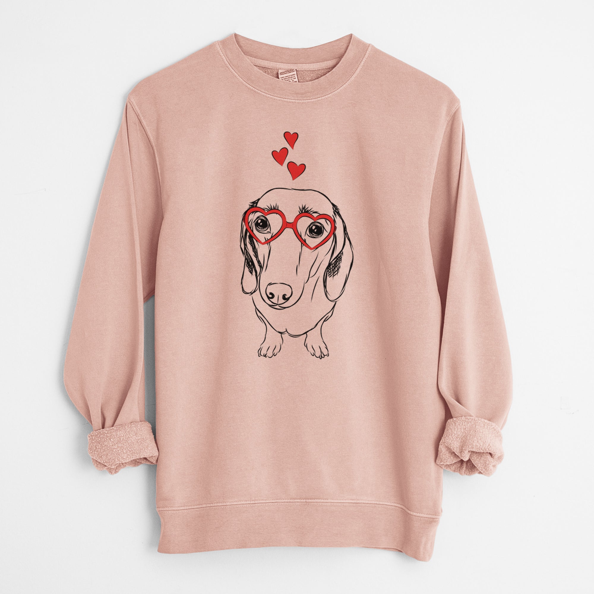 Valentine Annabelle the Dachshund - Unisex Pigment Dyed Crew Sweatshirt