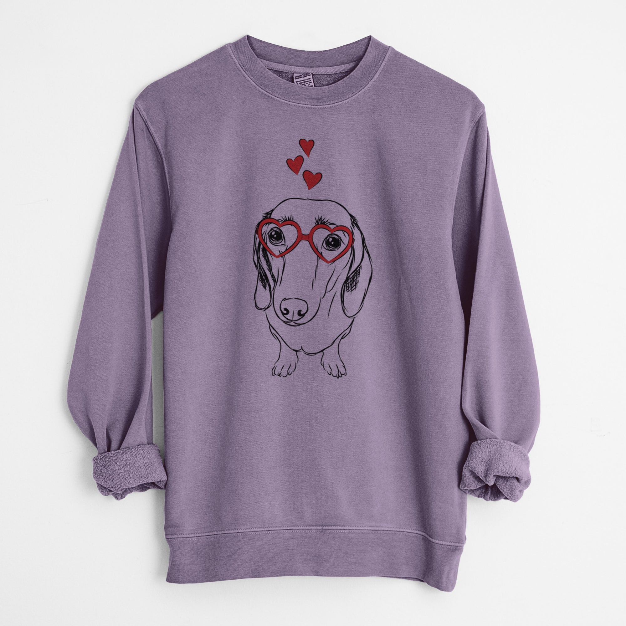 Valentine Annabelle the Dachshund - Unisex Pigment Dyed Crew Sweatshirt