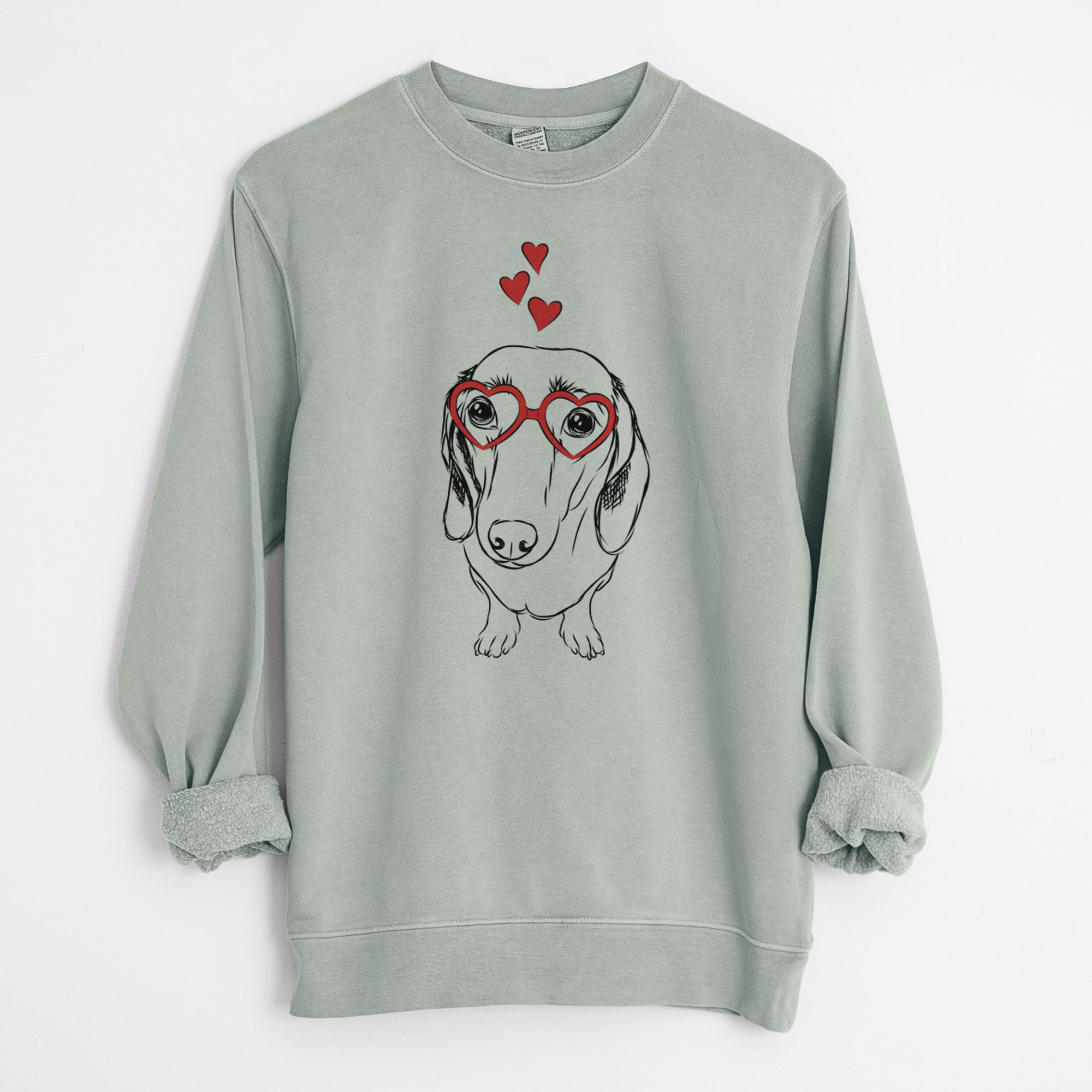 Valentine Annabelle the Dachshund - Unisex Pigment Dyed Crew Sweatshirt