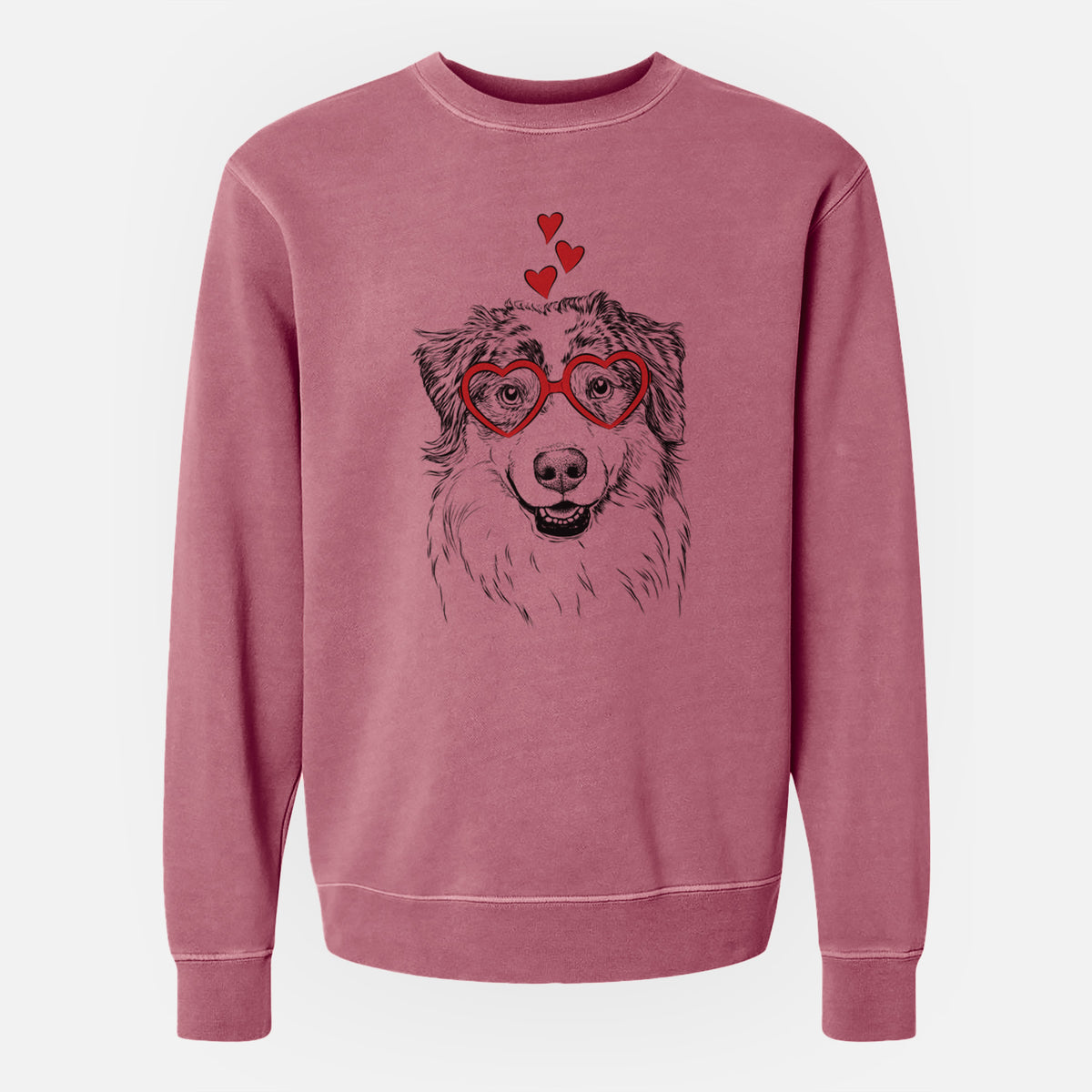 Valentine Aonghus the Australian Shepherd - Unisex Pigment Dyed Crew Sweatshirt