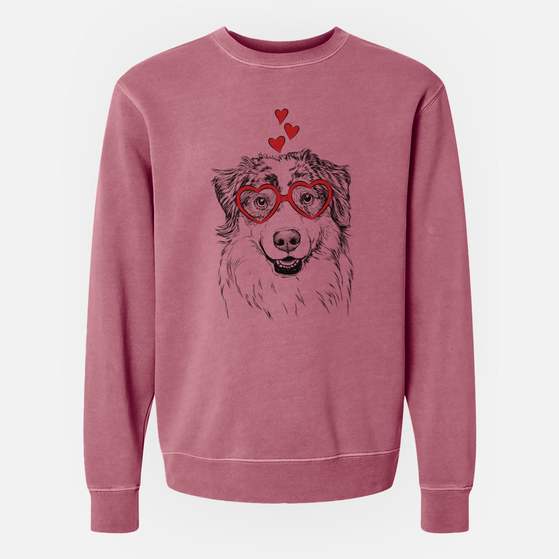 Valentine Aonghus the Australian Shepherd - Unisex Pigment Dyed Crew Sweatshirt