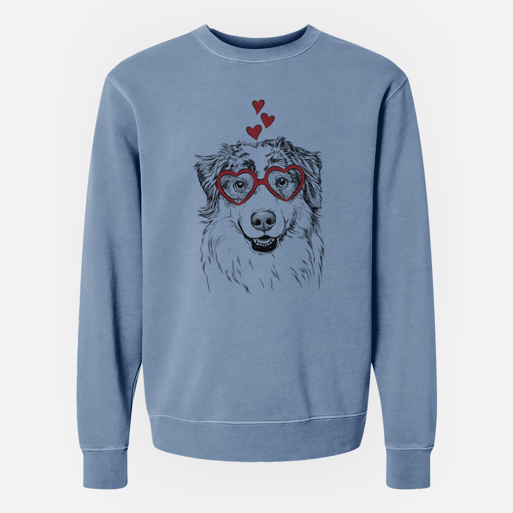 Valentine Aonghus the Australian Shepherd - Unisex Pigment Dyed Crew Sweatshirt