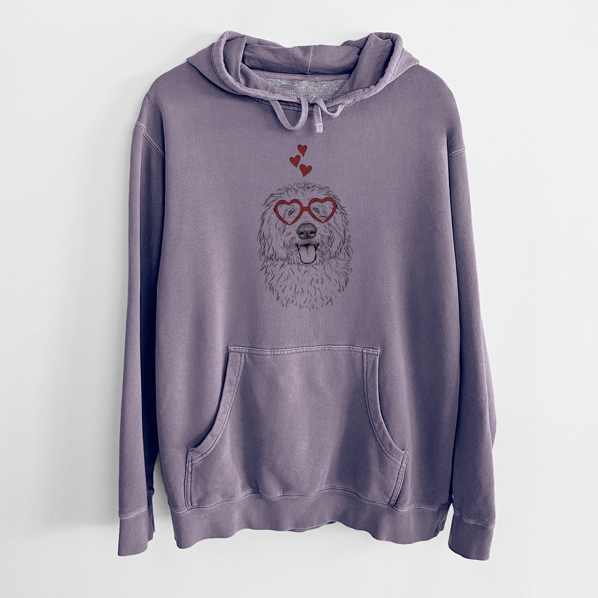 Valentine Barry the Old English Sheepdog - Unisex Pigment Dyed Hoodie