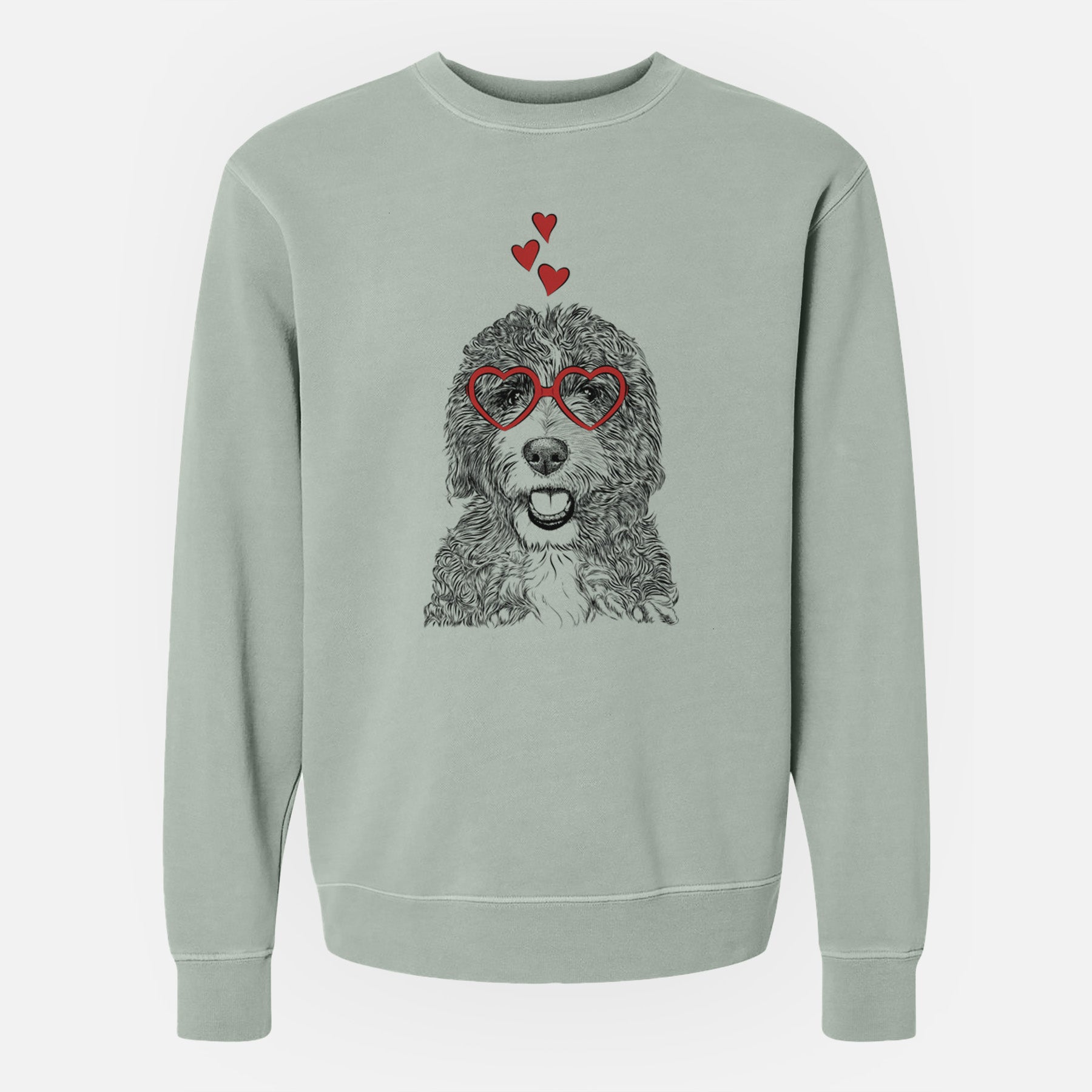 Valentine Bash the Bernedoodle - Unisex Pigment Dyed Crew Sweatshirt