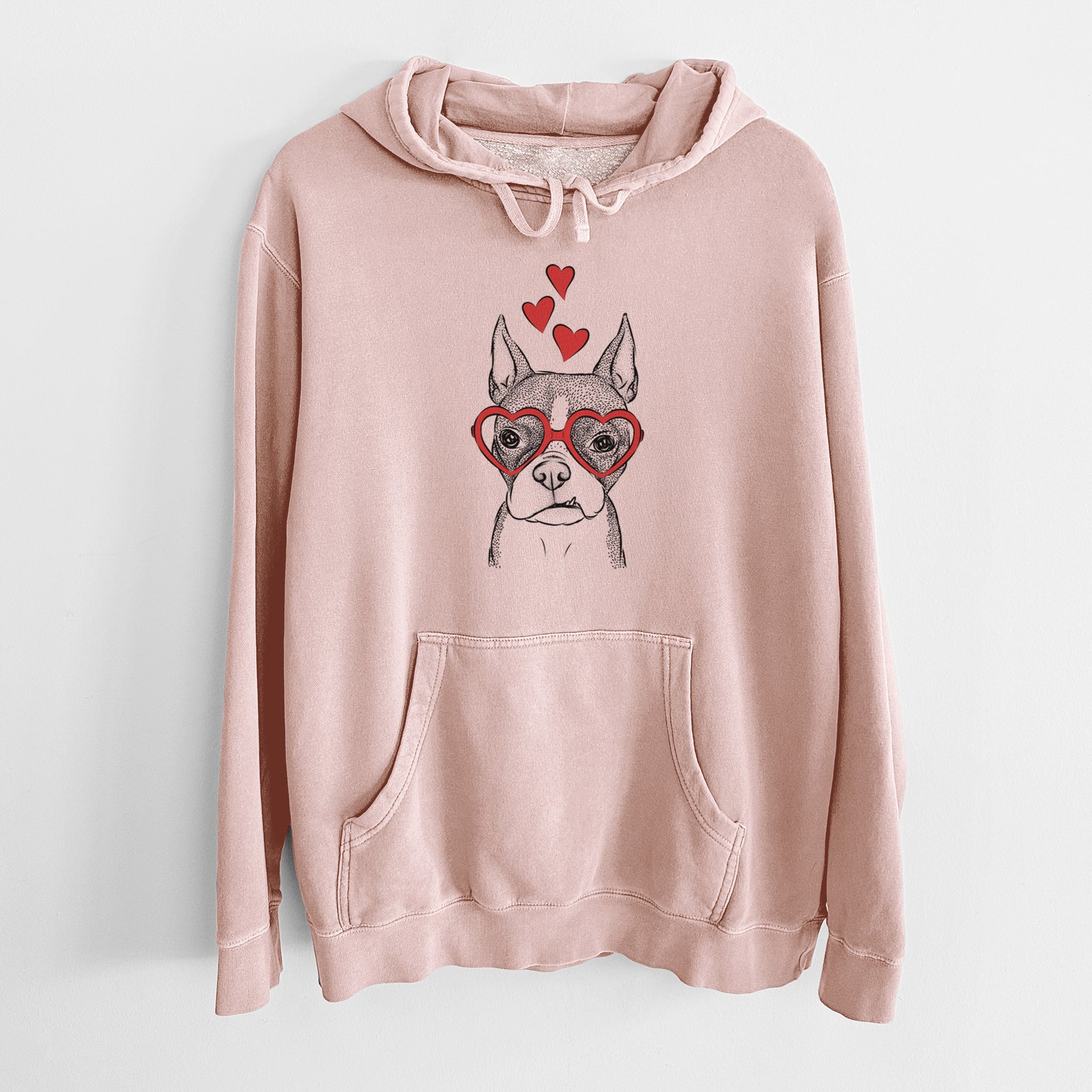 Valentine Bean the Boston Terrier - Unisex Pigment Dyed Hoodie