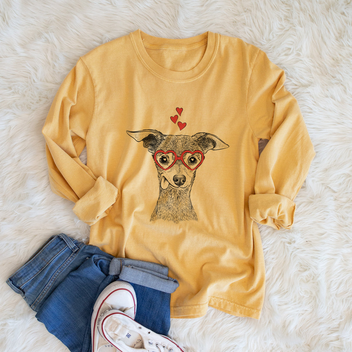 Valentine Bebe the Chihuahua - Heavyweight 100% Cotton Long Sleeve