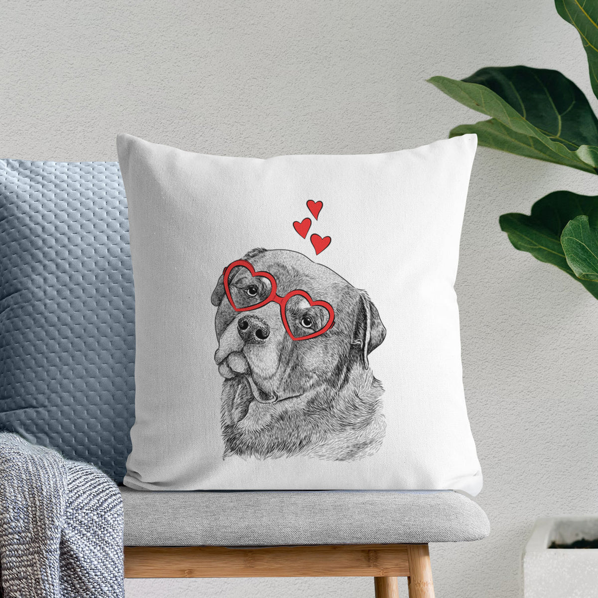 Bender the Rottweiler - Throw Pillow Cover