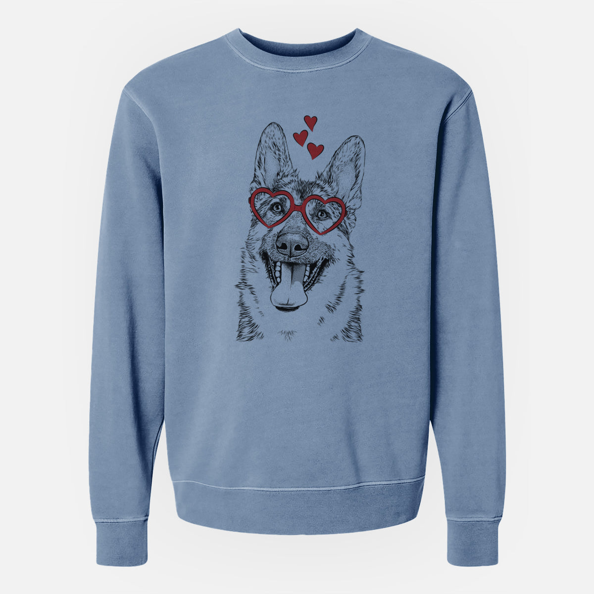 Valentine Benson the German Shepherd - Unisex Pigment Dyed Crew Sweatshirt