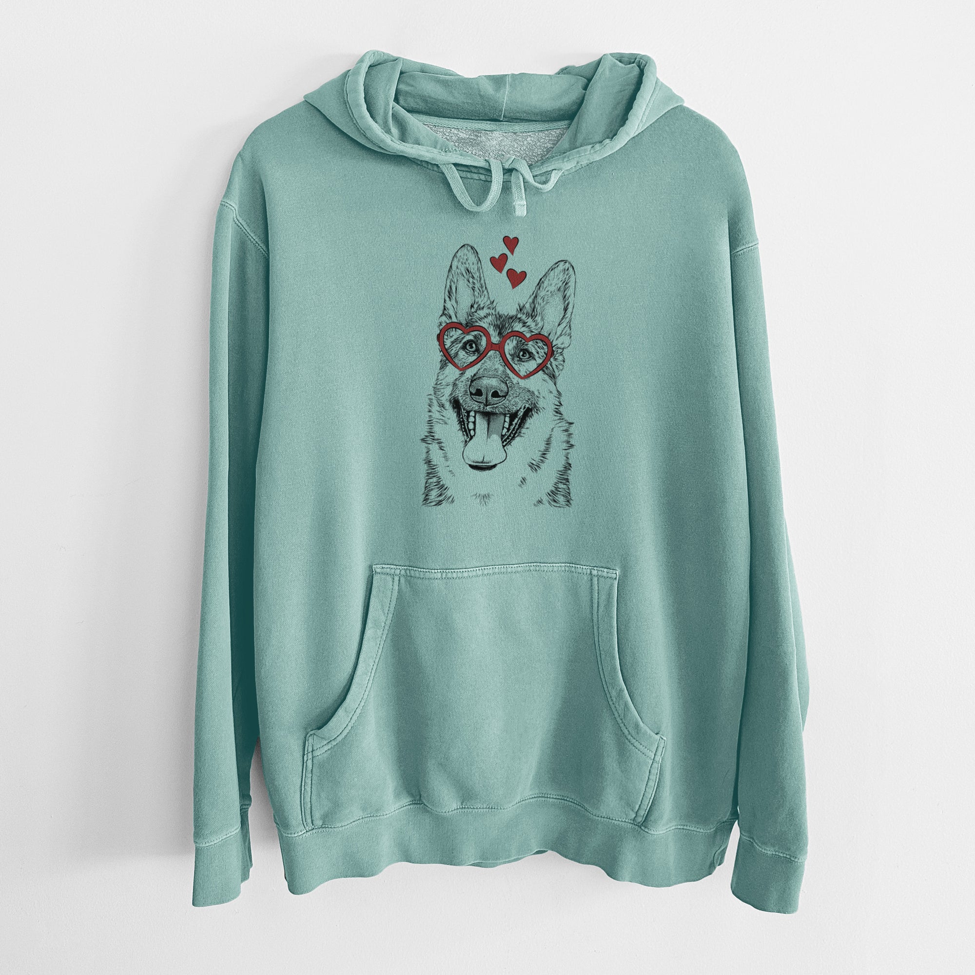 Valentine Benson the German Shepherd - Unisex Pigment Dyed Hoodie