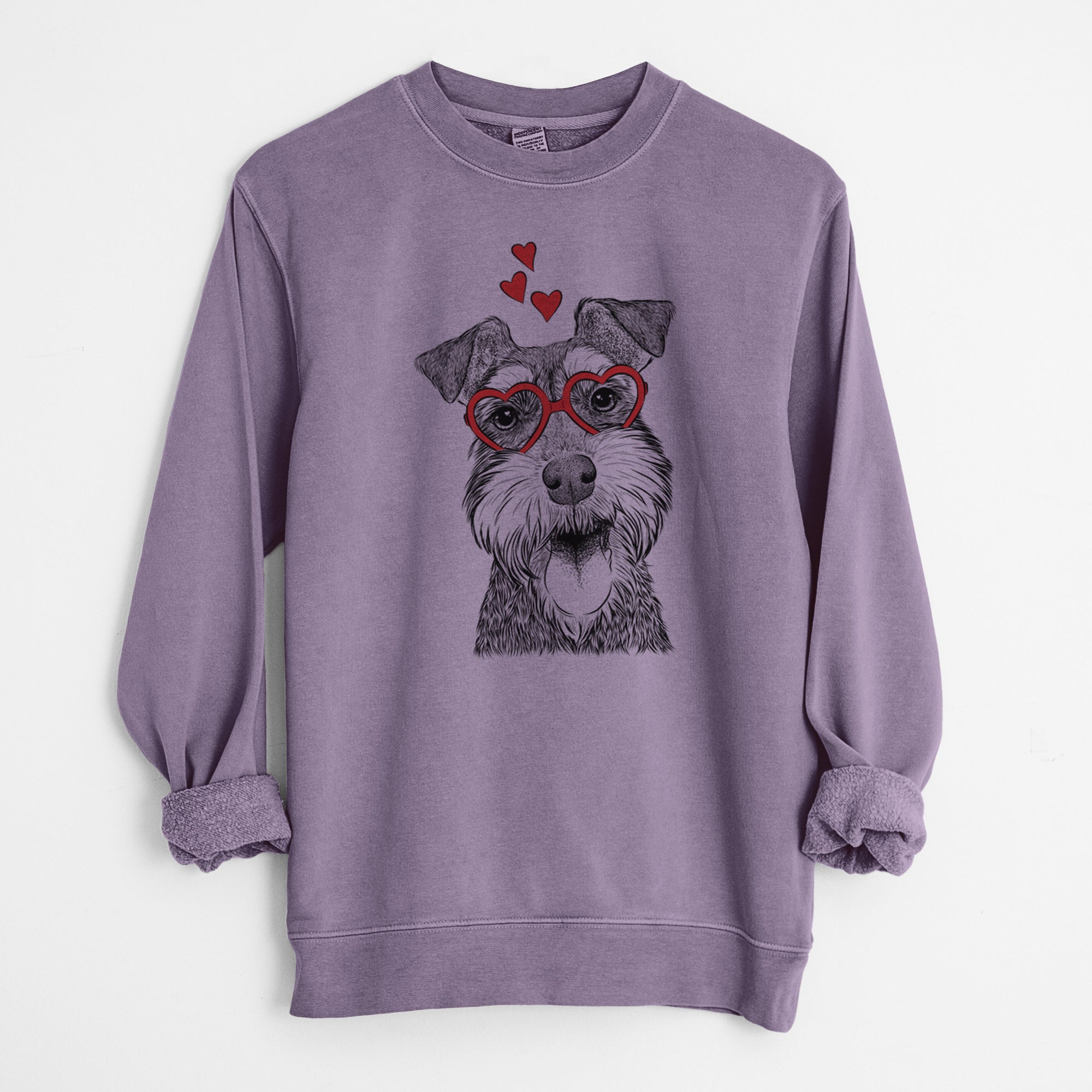 Valentine Bernadette the Mini Schnauzer - Unisex Pigment Dyed Crew Sweatshirt