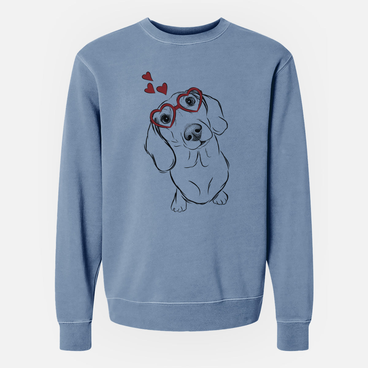 Valentine Bill the Dachshund - Unisex Pigment Dyed Crew Sweatshirt