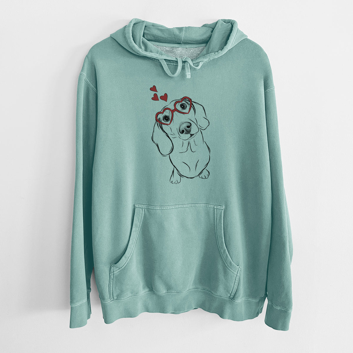 Valentine Bill the Dachshund - Unisex Pigment Dyed Hoodie