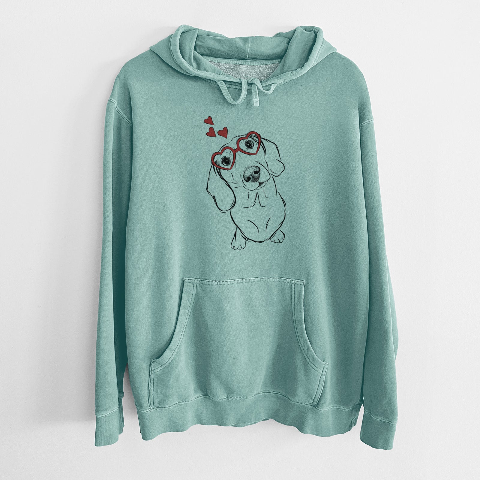 Valentine Bill the Dachshund - Unisex Pigment Dyed Hoodie