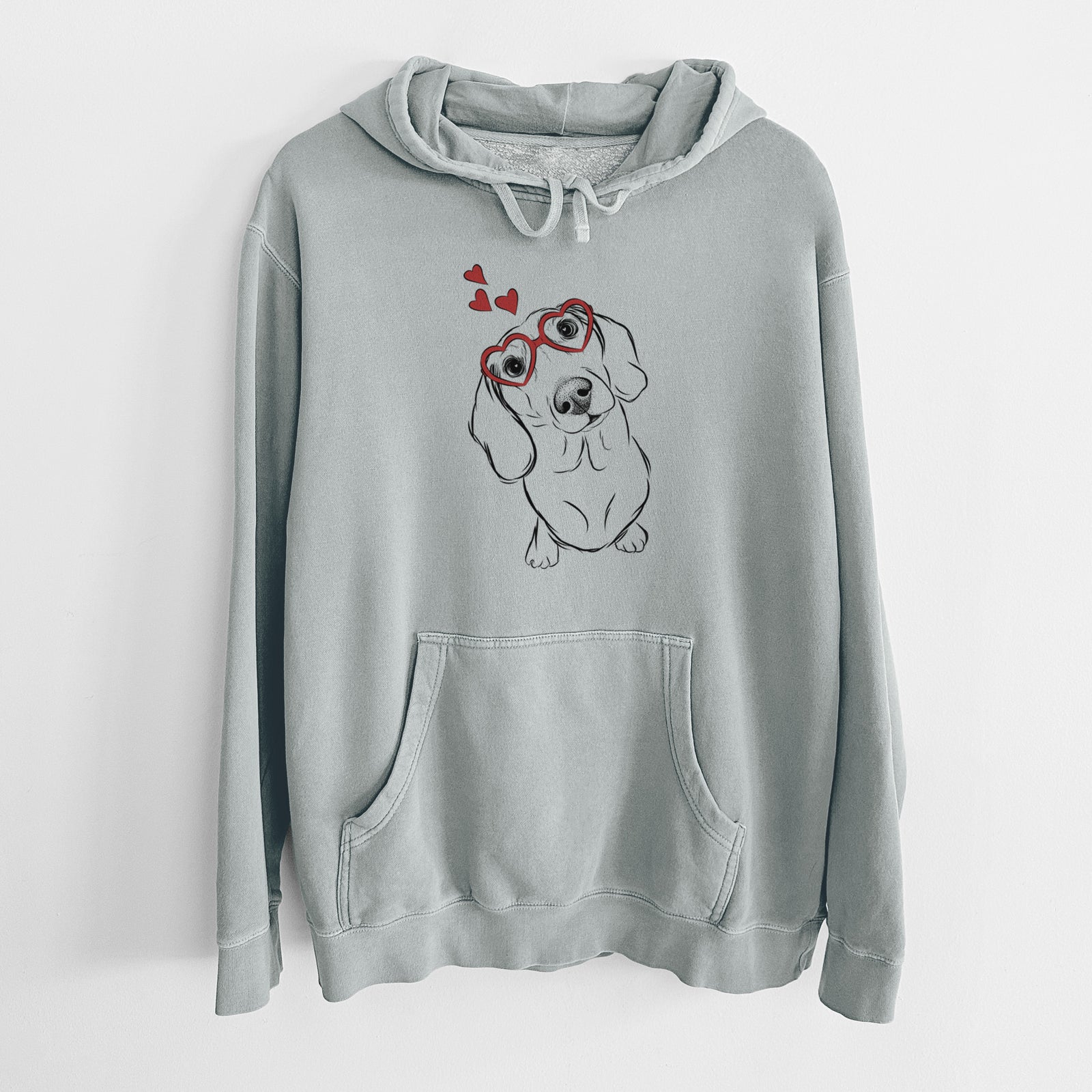 Valentine Bill the Dachshund - Unisex Pigment Dyed Hoodie