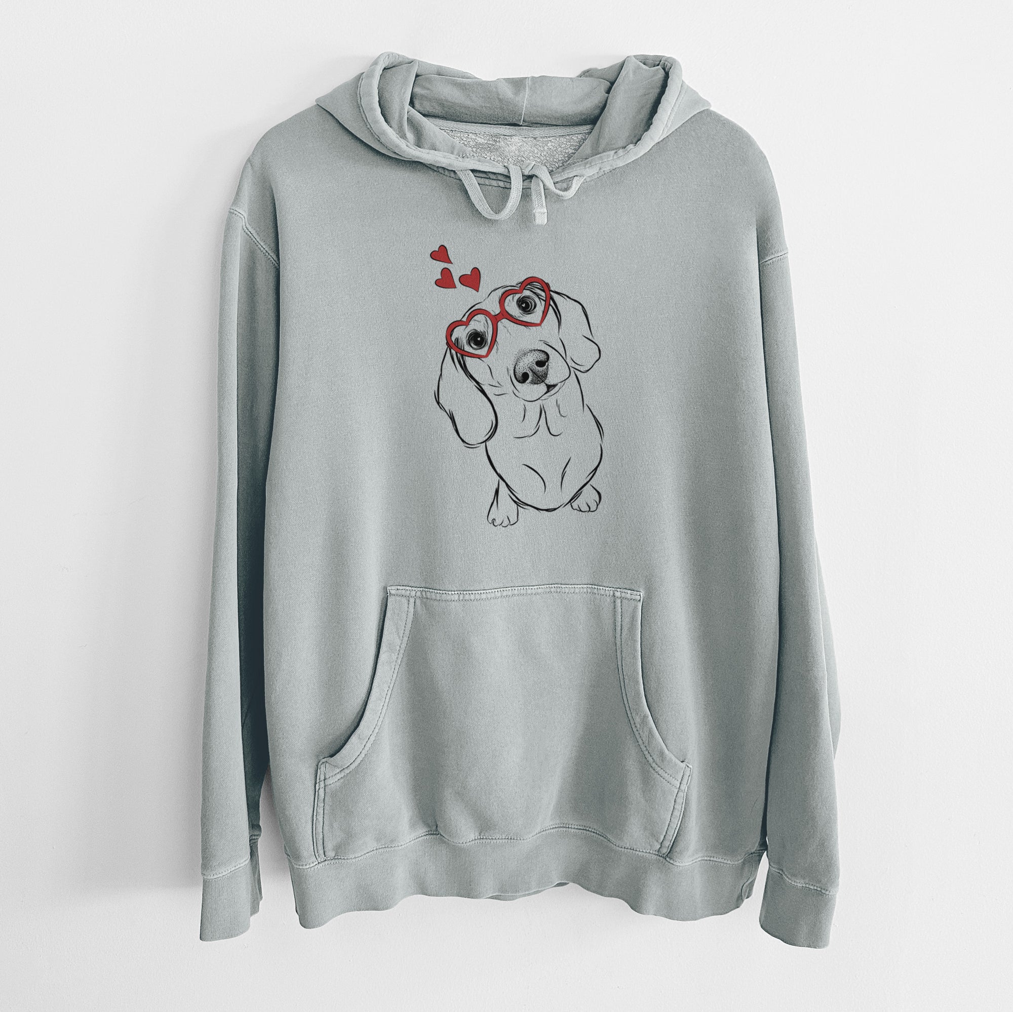 Valentine Bill the Dachshund - Unisex Pigment Dyed Hoodie
